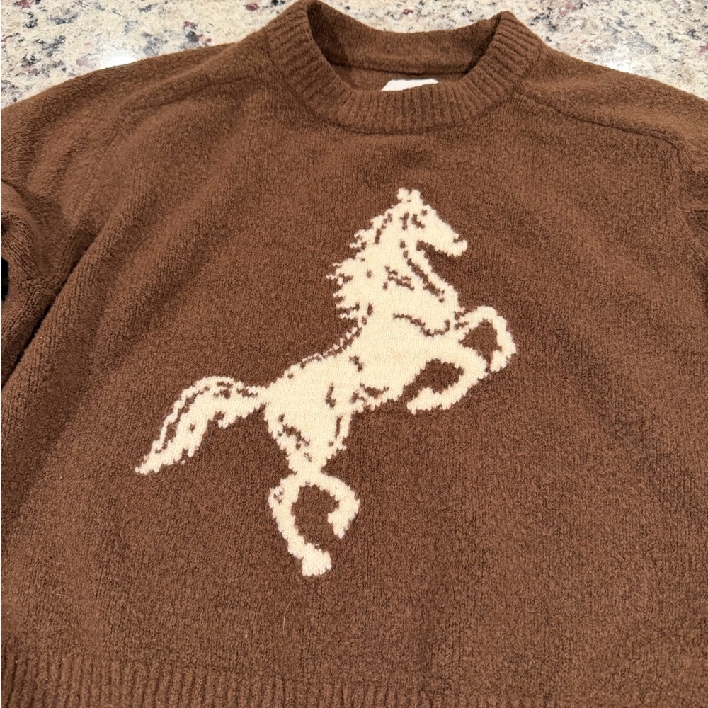 Abercrombie & Fitch Brown Crewneck Sweater with Horse Design - Picture 2 of 4